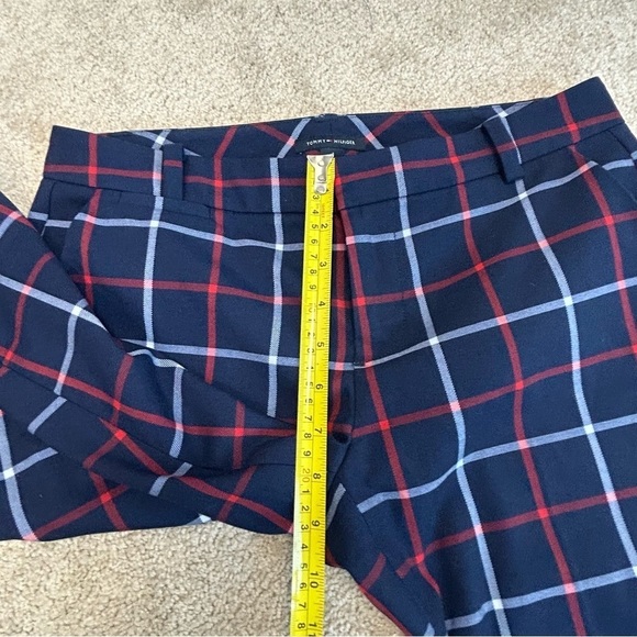 TOMMY Hilfiger Navy blue red white plaid check windowpane print ankle pants Sz 4 - Picture 9 of 11
